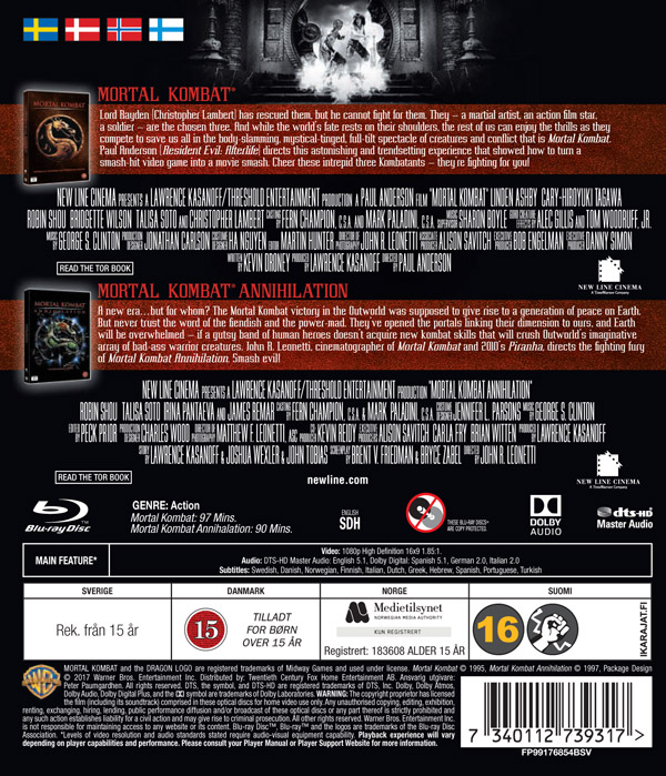 MORTAL KOMBAT 1-2 (1995 & 1997) (2 disc) - Blu-ray MORTAL KOMBAT 1-2 (1995 & 1997) (2 disc) - Blu-ray